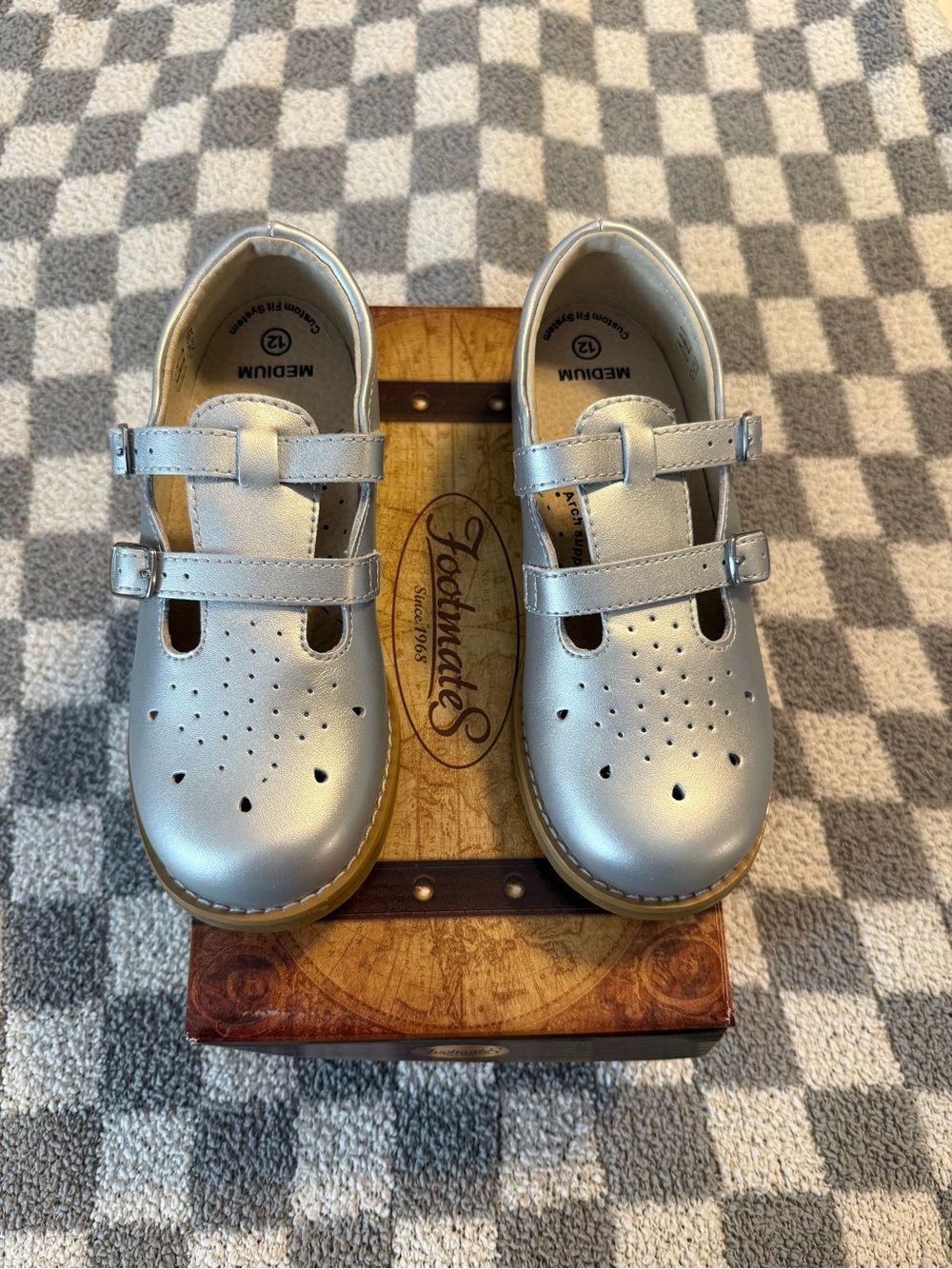 FootMates Silver Double-Strap Mary Janes for Kids
